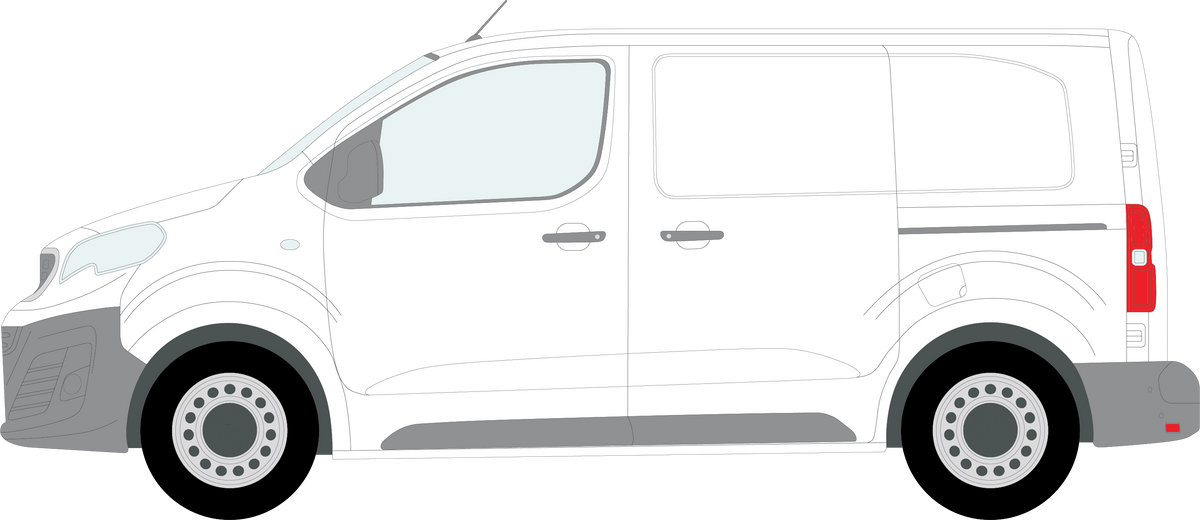 Peugeot Expert 2016 on side profile showing where each pane of glass sits