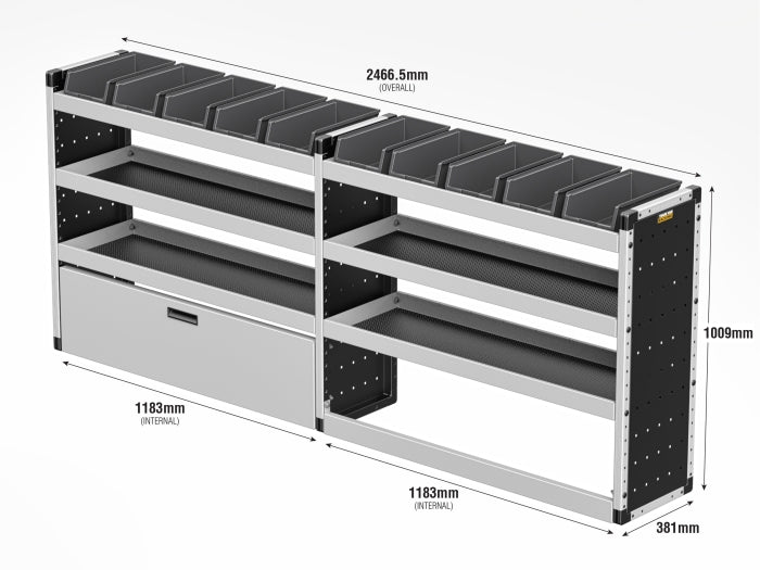 Silver Van Racking – Offside for Ford Transit Custom L2H1 (2023–Present)
