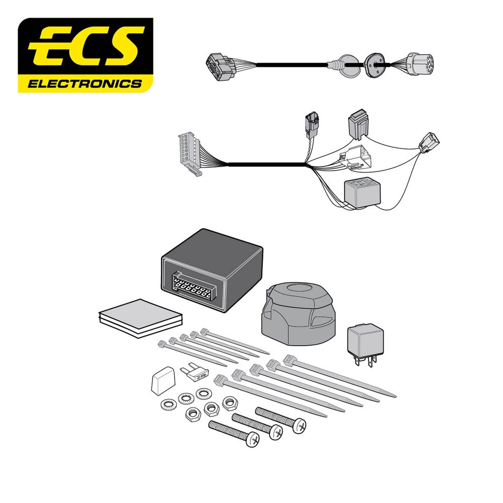 ECS Tow Bar Wiring Loom for Transit Custom MK2 2023+