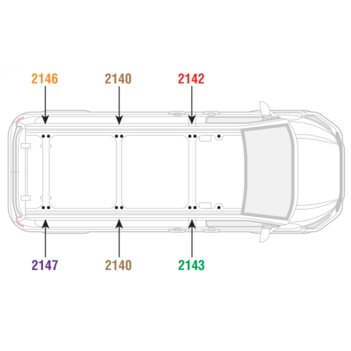 ULTI Rack+ Aluminium 6-Bar Roof Rack – Ford Transit Custom L1H1 (2023–Present), Twin Rear